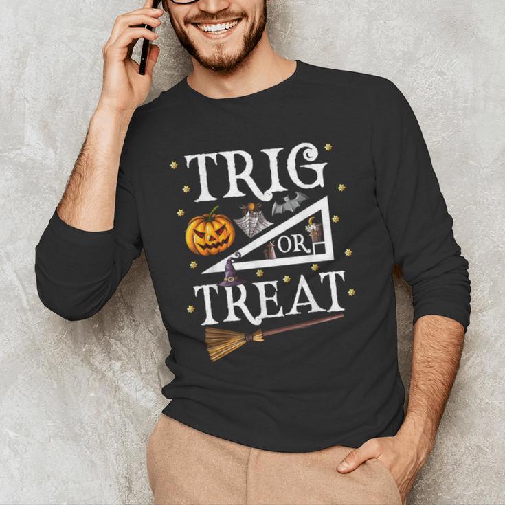 Trig Or Treat Shirt Halloween Math Teacher School College Men Women Kids Men's Long Sleeve T-Shirt, novelty gifts, funny gifts