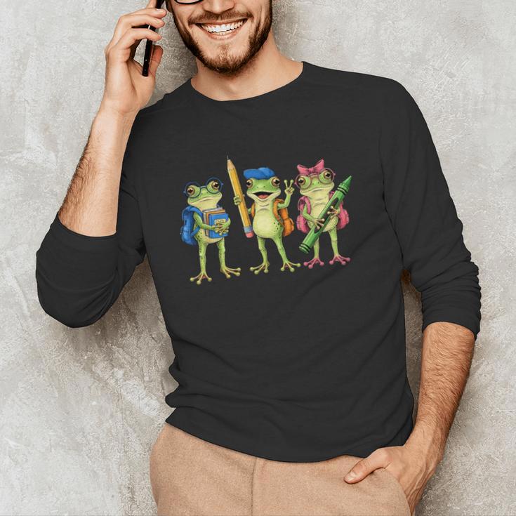 Trio Cute Frogs Welcome Back To School Teachers Girls Boys Men's Long Sleeve T-Shirt, novelty gifts, funny gifts Trio Cute Frogs Welcome Back To School Teachers Girls Boys Men's Long Sleeve T-Shirt, novelty gifts, funny gifts