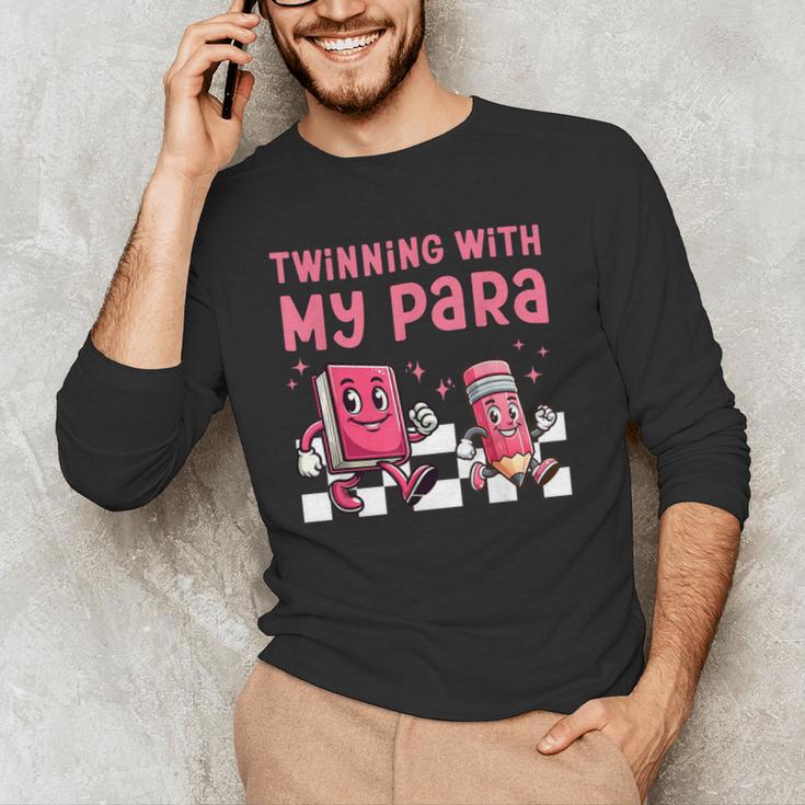 Twinning With My Para Teacher Matching Paraprofessional 70s For Men Women Men's Long Sleeve T-Shirt, novelty gifts, funny gifts