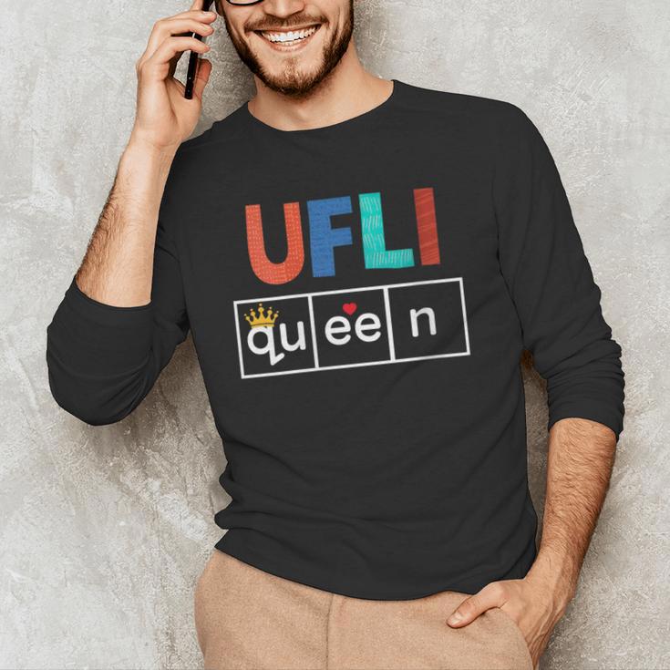 UFLI Queen Science Of Reading Literacy Teacher Appreciation Men's Long Sleeve T-Shirt, novelty gifts, funny gifts