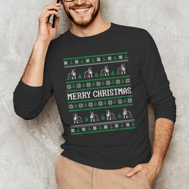 Ugly Sweater Boston Terrier Dog Christmas Dog Lover Xmas Men Women Kids Men's Long Sleeve T-Shirt, novelty gifts, funny gifts