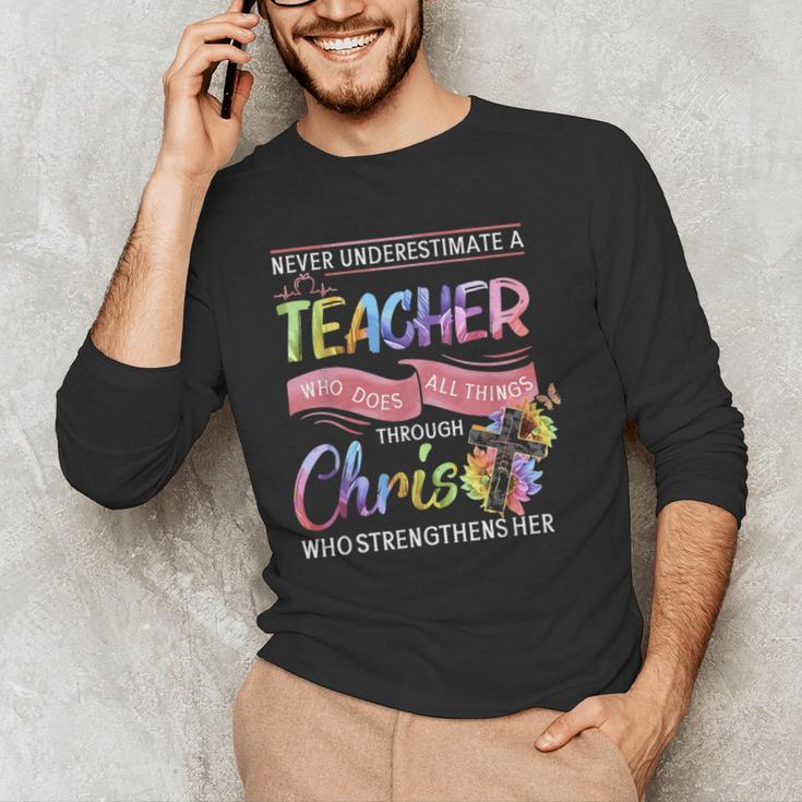 Never Underestimate A Teacher Does All Things Through Christ For Men Women Men's Long Sleeve T-Shirt, novelty gifts, funny gifts Never Underestimate A Teacher Does All Things Through Christ For Men Women Men's Long Sleeve T-Shirt, novelty gifts, funny gifts