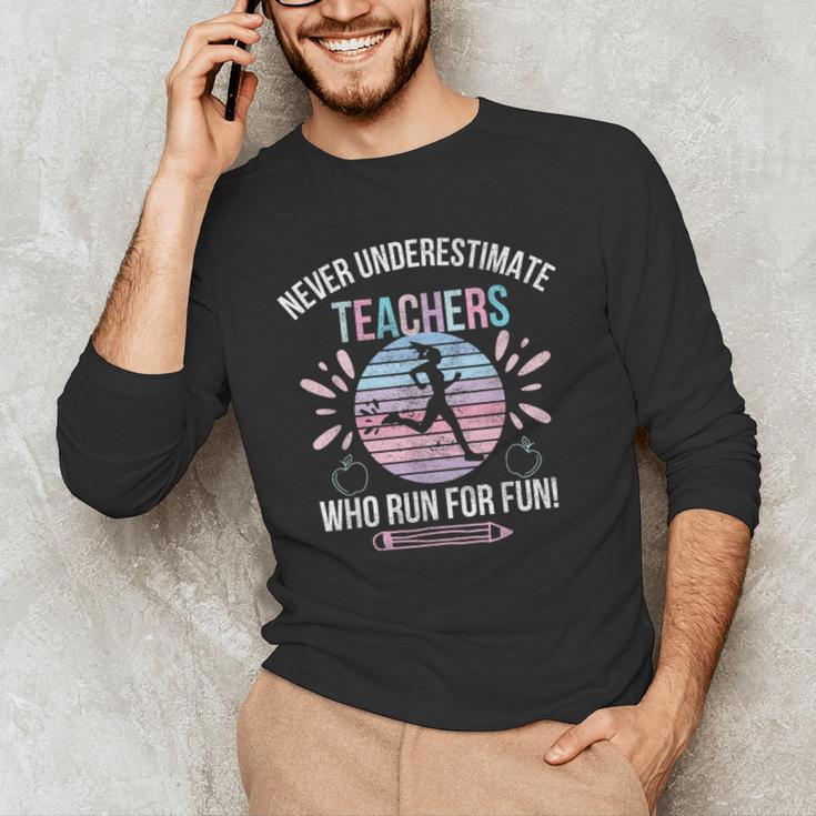 Never Underestimate Teachers Who Runs For Fun Running Teache Men's Long Sleeve T-Shirt, novelty gifts, funny gifts Never Underestimate Teachers Who Runs For Fun Running Teache Men's Long Sleeve T-Shirt, novelty gifts, funny gifts