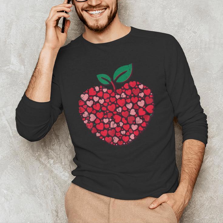 Valentines Day Teacher Hearts Apple Love Teach Women Men Men's Long Sleeve T-Shirt, novelty gifts, funny gifts Valentines Day Teacher Hearts Apple Love Teach Women Men Men's Long Sleeve T-Shirt, novelty gifts, funny gifts