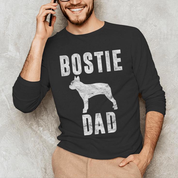 Vintage Boston Terrier Dad Dog Daddy Bostie Father Men's Long Sleeve T-Shirt, novelty gifts, funny gifts