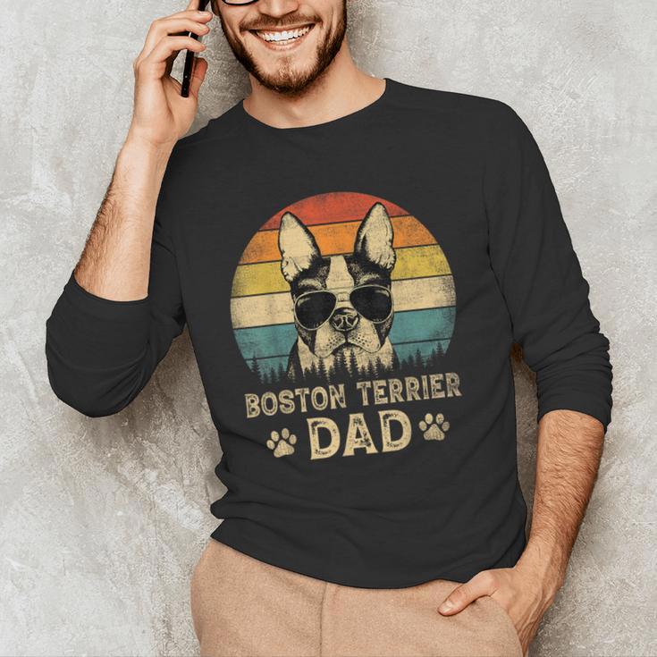 Vintage Boston Terrier Dad Dog Lovers Father's Day Tee Men's Long Sleeve T-Shirt, novelty gifts, funny gifts