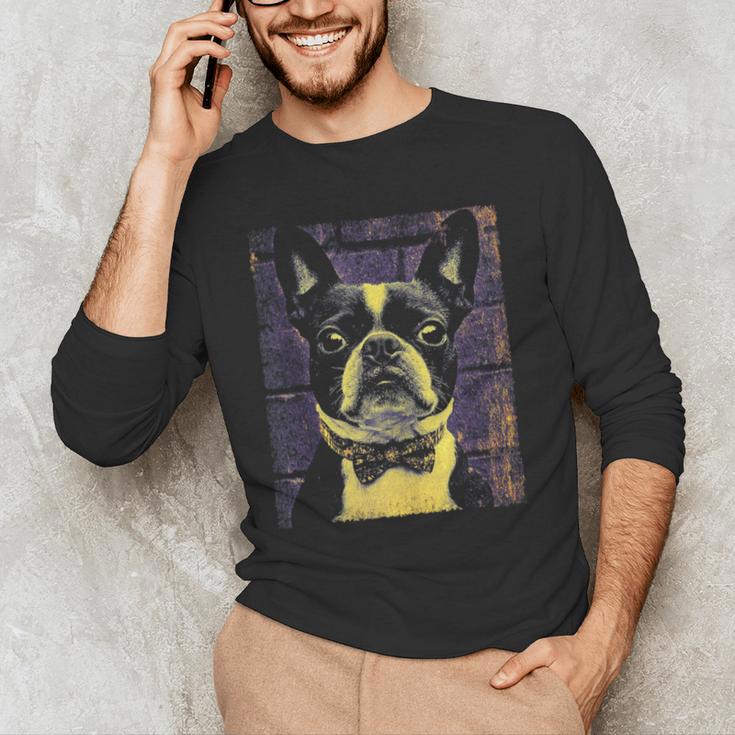 Vintage Boston Terrier Dog Men's Long Sleeve T-Shirt, novelty gifts, funny gifts