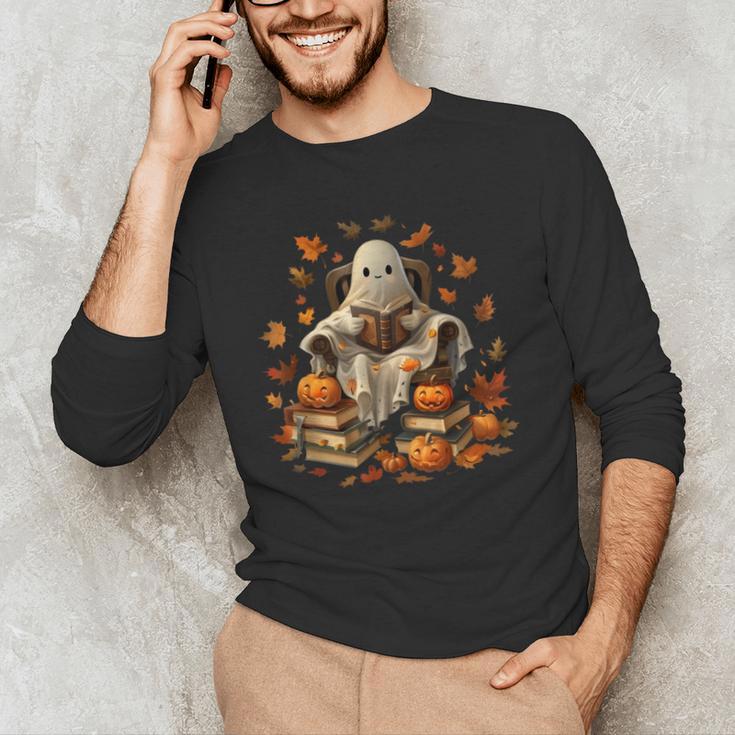 Vintage Ghost Book Reading Pumpkin Gothic Halloween Teachers Men Women Kids Men's Long Sleeve T-Shirt, novelty gifts, funny gifts Vintage Ghost Book Reading Pumpkin Gothic Halloween Teachers Men Women Kids Men's Long Sleeve T-Shirt, novelty gifts, funny gifts