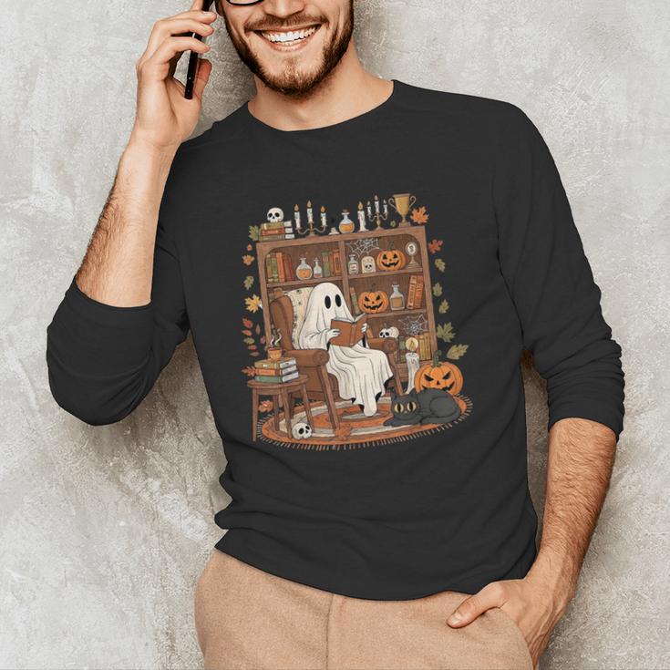 Vintage Ghost Book Reading Pumpkin Gothic Halloween Teachers Men's Long Sleeve T-Shirt, novelty gifts, funny gifts Vintage Ghost Book Reading Pumpkin Gothic Halloween Teachers Men's Long Sleeve T-Shirt, novelty gifts, funny gifts