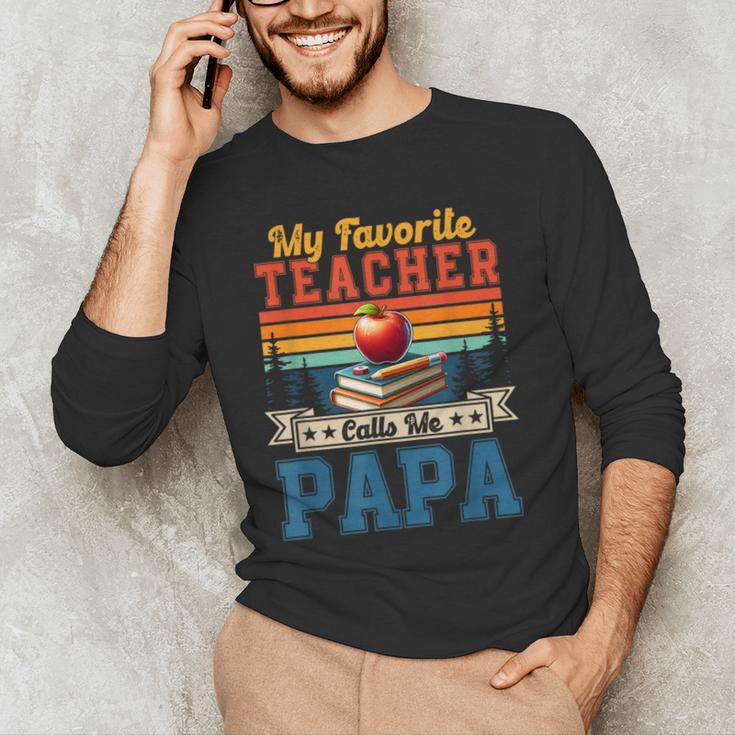 Vintage Retro My Favorite Teacher Calls Me Papa Father's Day Men's Long Sleeve T-Shirt, novelty gifts, funny gifts Vintage Retro My Favorite Teacher Calls Me Papa Father's Day Men's Long Sleeve T-Shirt, novelty gifts, funny gifts