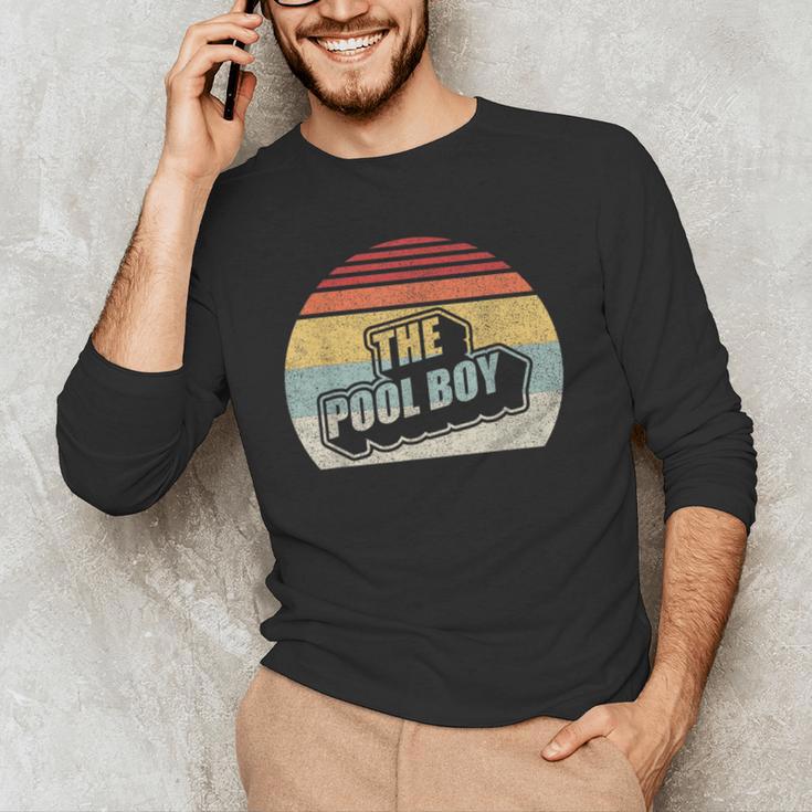 Vintage Retro The Pool Boy Men's Long Sleeve T-Shirt, novelty gifts, funny gifts