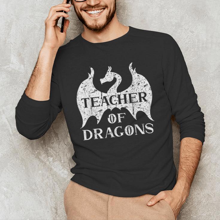Vintage Teacher Of Dragons Quotes Teacher Student Men's Long Sleeve T-Shirt, novelty gifts, funny gifts