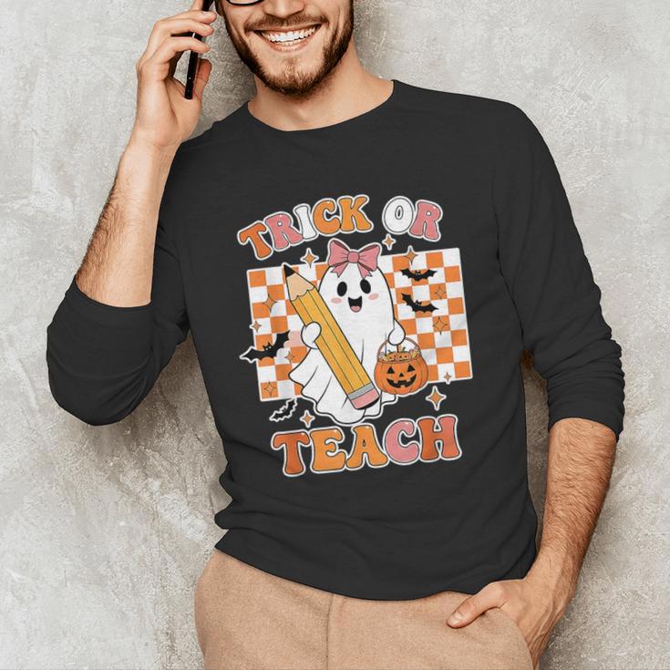Vintage Teacher Shirt Women Trick Or Teach Halloween Men's Long Sleeve T-Shirt, novelty gifts, funny gifts Vintage Teacher Shirt Women Trick Or Teach Halloween Men's Long Sleeve T-Shirt, novelty gifts, funny gifts