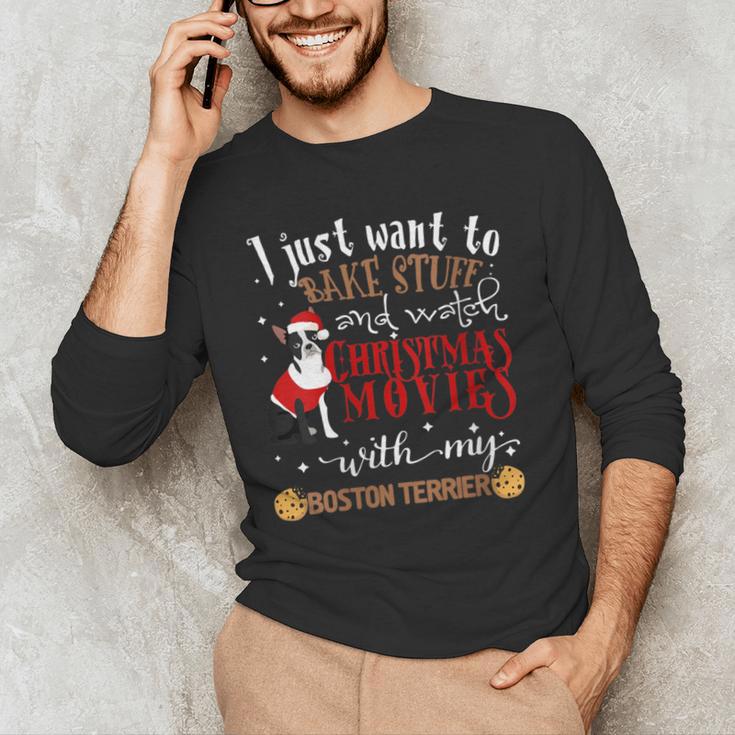 Watch Christmas Movies With My Boston Terrier Bostie Men's Long Sleeve T-Shirt, novelty gifts, funny gifts