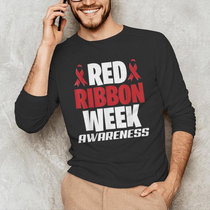 We Wear Red For Red Ribbon Week Awareness Mothers Teachers Men's Long Sleeve T-Shirt, novelty gifts, funny gifts We Wear Red For Red Ribbon Week Awareness Mothers Teachers Men's Long Sleeve T-Shirt, novelty gifts, funny gifts