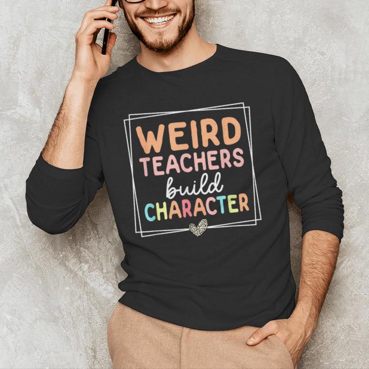 Weird Teachers Build Character Leopard Retro Teacher Men's Long Sleeve T-Shirt, novelty gifts, funny gifts Weird Teachers Build Character Leopard Retro Teacher Men's Long Sleeve T-Shirt, novelty gifts, funny gifts