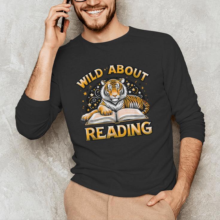 Wild About Reading Tiger For Teachers & Students Men's Long Sleeve T-Shirt, novelty gifts, funny gifts Wild About Reading Tiger For Teachers & Students Men's Long Sleeve T-Shirt, novelty gifts, funny gifts