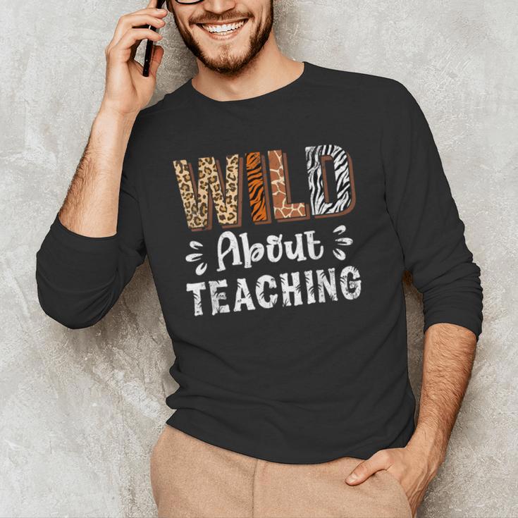 Wild About Teaching Teacher Lover Animals Leopard Zebra Men's Long Sleeve T-Shirt, novelty gifts, funny gifts Wild About Teaching Teacher Lover Animals Leopard Zebra Men's Long Sleeve T-Shirt, novelty gifts, funny gifts