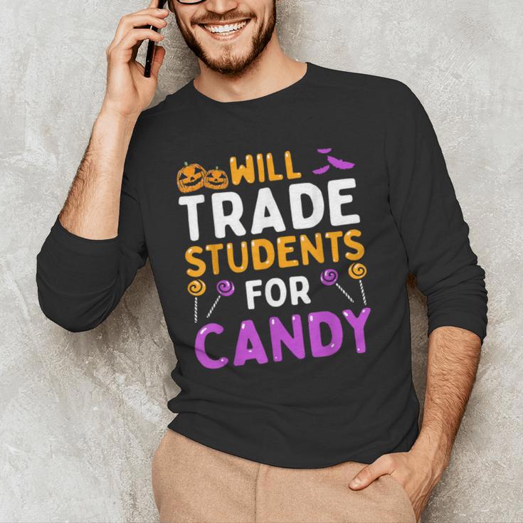Will Trade Students For Candy Cute Halloween Costume Teacher For Men Women Kids Men's Long Sleeve T-Shirt, novelty gifts, funny gifts Will Trade Students For Candy Cute Halloween Costume Teacher For Men Women Kids Men's Long Sleeve T-Shirt, novelty gifts, funny gifts
