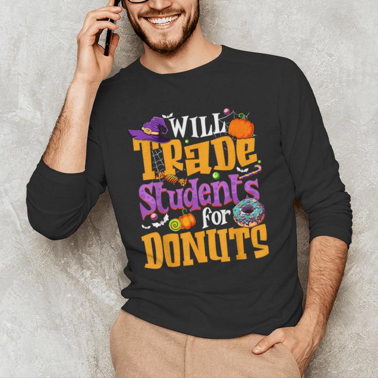 Will Trade Students For Donuts Halloween Teacher Men's Long Sleeve T-Shirt, novelty gifts, funny gifts Will Trade Students For Donuts Halloween Teacher Men's Long Sleeve T-Shirt, novelty gifts, funny gifts