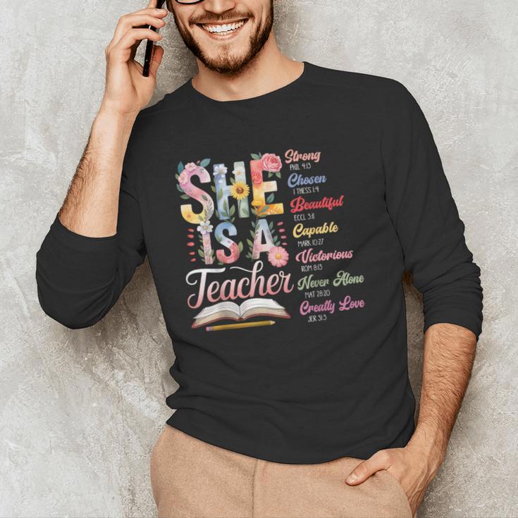 Women Bible Verse Christian Teacher God Says Back To School Men's Long Sleeve T-Shirt, novelty gifts, funny gifts Women Bible Verse Christian Teacher God Says Back To School Men's Long Sleeve T-Shirt, novelty gifts, funny gifts