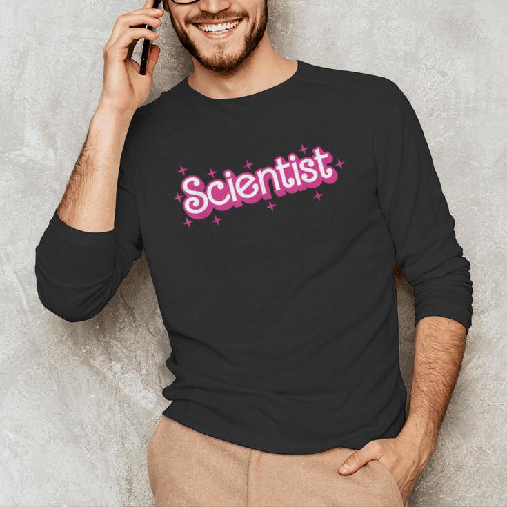 Women Retro Pink Scientist Science Teacher Back To School Men's Long Sleeve T-Shirt, novelty gifts, funny gifts