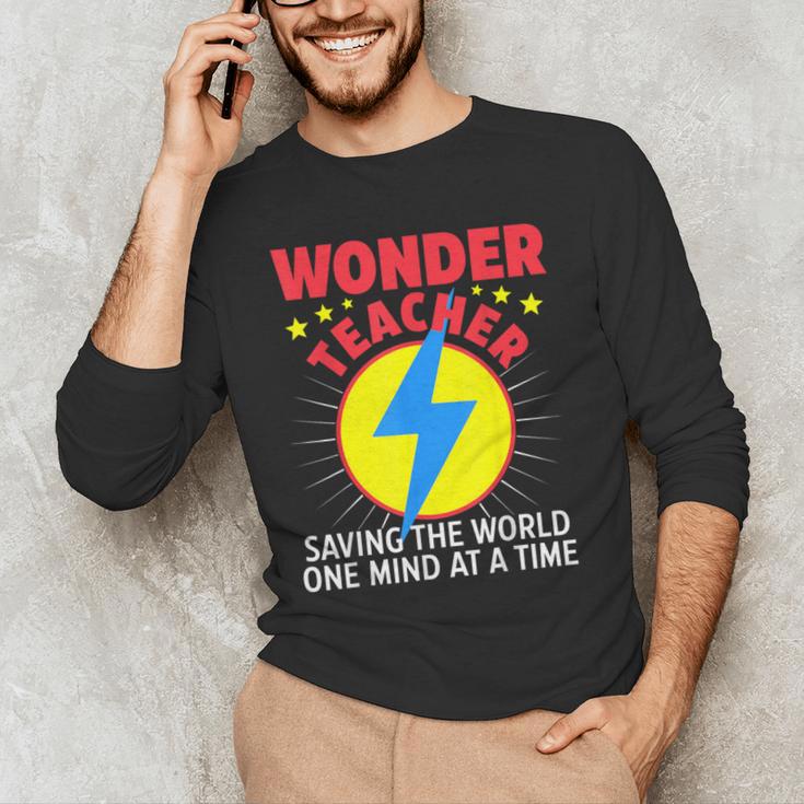 Wonder Teacher Costume Shirt Teacher Halloween Costume Men Women Men's Long Sleeve T-Shirt, novelty gifts, funny gifts