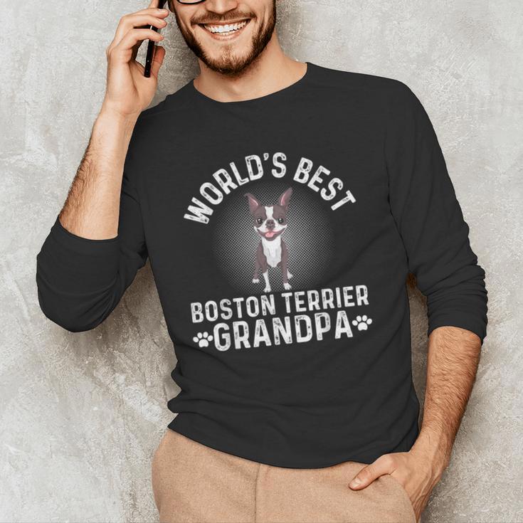 World's Best Boston Terrier Grandpa Dog Grandfather For Men Women Girls Kids Men's Long Sleeve T-Shirt, novelty gifts, funny gifts