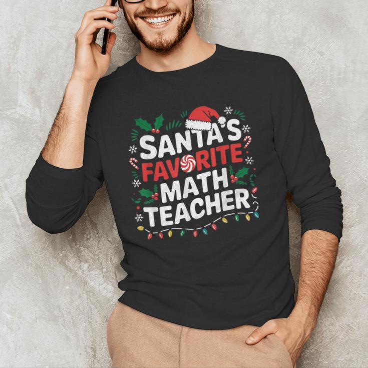Xmas Lighting Santa's Favorite Math Teacher Christmas Men's Long Sleeve T-Shirt, novelty gifts, funny gifts Xmas Lighting Santa's Favorite Math Teacher Christmas Men's Long Sleeve T-Shirt, novelty gifts, funny gifts
