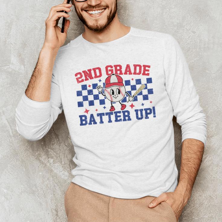 2nd Grade Batter Up Back To School Baseball Teacher Kids Men's Long Sleeve T-Shirt, novelty gifts, funny gifts