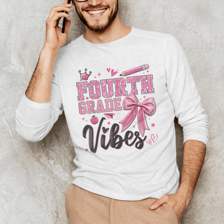 4th Fourth Grade Vibes Back To School Coquette Teacher Girl Men's Long Sleeve T-Shirt, novelty gifts, funny gifts 4th Fourth Grade Vibes Back To School Coquette Teacher Girl Men's Long Sleeve T-Shirt, novelty gifts, funny gifts