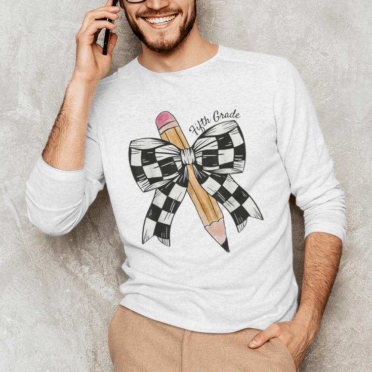 Back To School Hello Fifth Grade Teacher Coquette Pencil Bow Men's Long Sleeve T-Shirt, novelty gifts, funny gifts Back To School Hello Fifth Grade Teacher Coquette Pencil Bow Men's Long Sleeve T-Shirt, novelty gifts, funny gifts