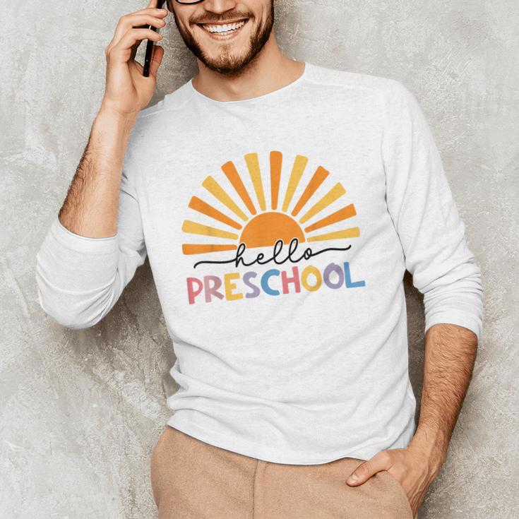 Back To School Hello Preschool For Kids Teacher Women Men's Long Sleeve T-Shirt, novelty gifts, funny gifts
