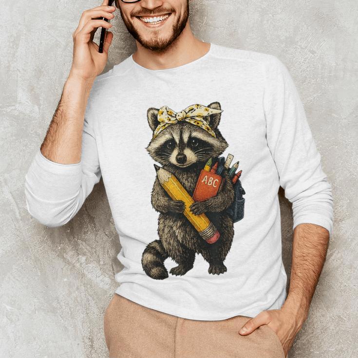 Back To School Raccoon Teachers Student Kids Men's Long Sleeve T-Shirt, novelty gifts, funny gifts