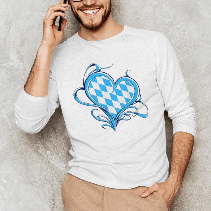 Bavarian Flag As Heart Blue Diamond Bavaria Men's Long Sleeve T-Shirt, novelty gifts, funny gifts