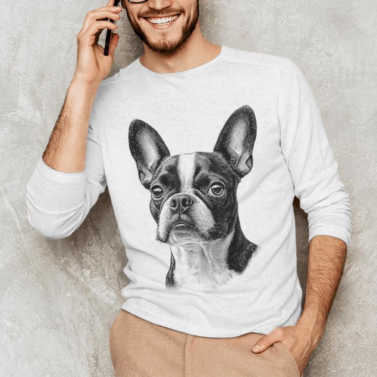 Boston Terrier Dog Motif Pet Illustration Boston Terrier For Men Women Kids Men's Long Sleeve T-Shirt, novelty gifts, funny gifts