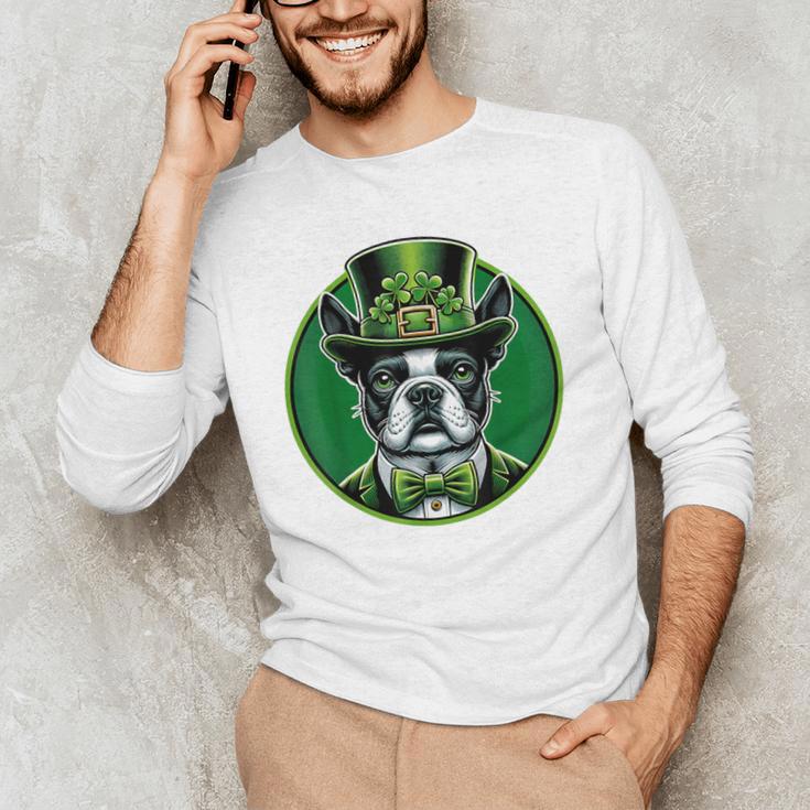 Boston Terrier Dog St Patricks Day Irish Pet Lover Men Women Kids Men's Long Sleeve T-Shirt, novelty gifts, funny gifts