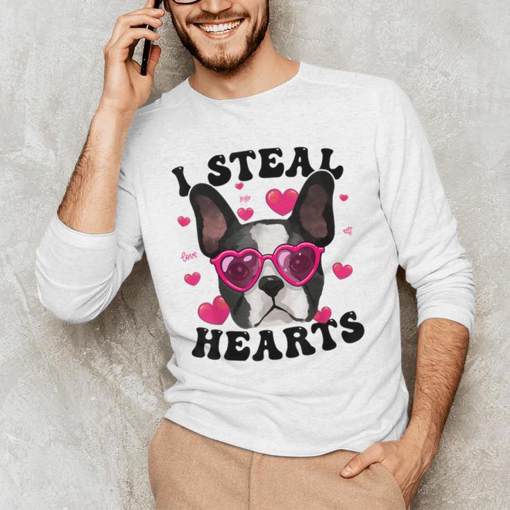 Boston Terrier Heart Glasses Girls Bostie Valentines Day Men's Long Sleeve T-Shirt, novelty gifts, funny gifts