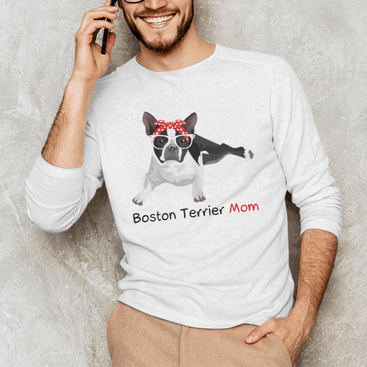 Boston Terrier Mom Bandana Boston Terrier Dog Men's Long Sleeve T-Shirt, novelty gifts, funny gifts