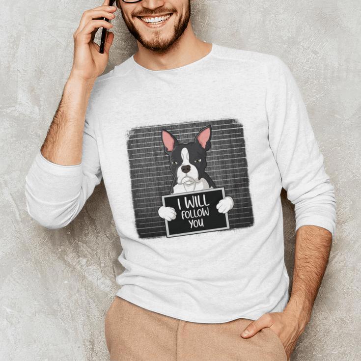 Boston Terrier Mug Shot Guilty Dog Men's Long Sleeve T-Shirt, novelty gifts, funny gifts