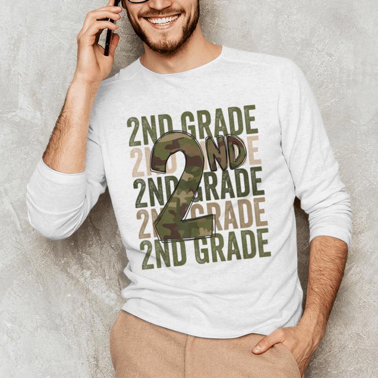 Camo Team 2nd Grade Squad Back To School Teacher Kids Boys Men's Long Sleeve T-Shirt, novelty gifts, funny gifts