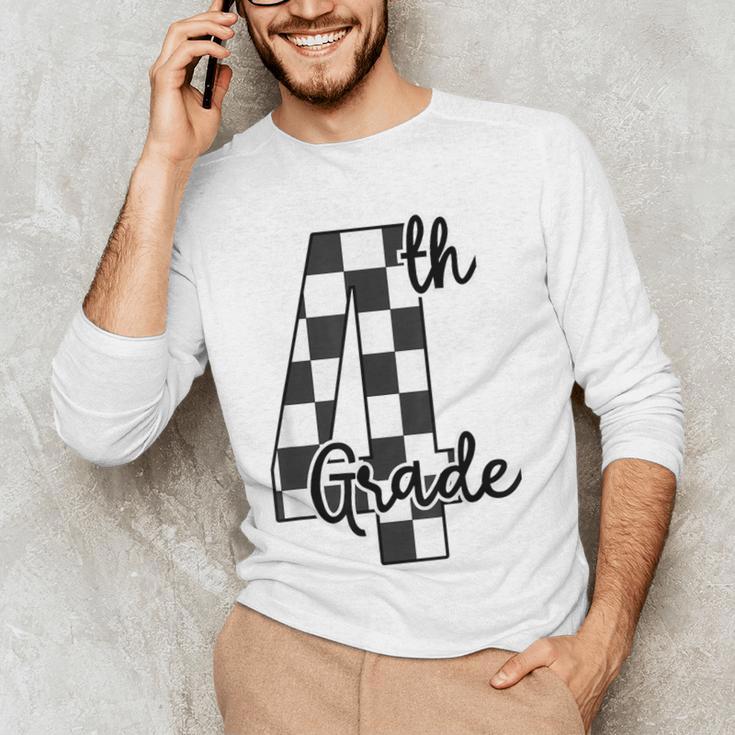 Checkered Fourth Grade Back To School Teachers Students Men's Long Sleeve T-Shirt, novelty gifts, funny gifts Checkered Fourth Grade Back To School Teachers Students Men's Long Sleeve T-Shirt, novelty gifts, funny gifts