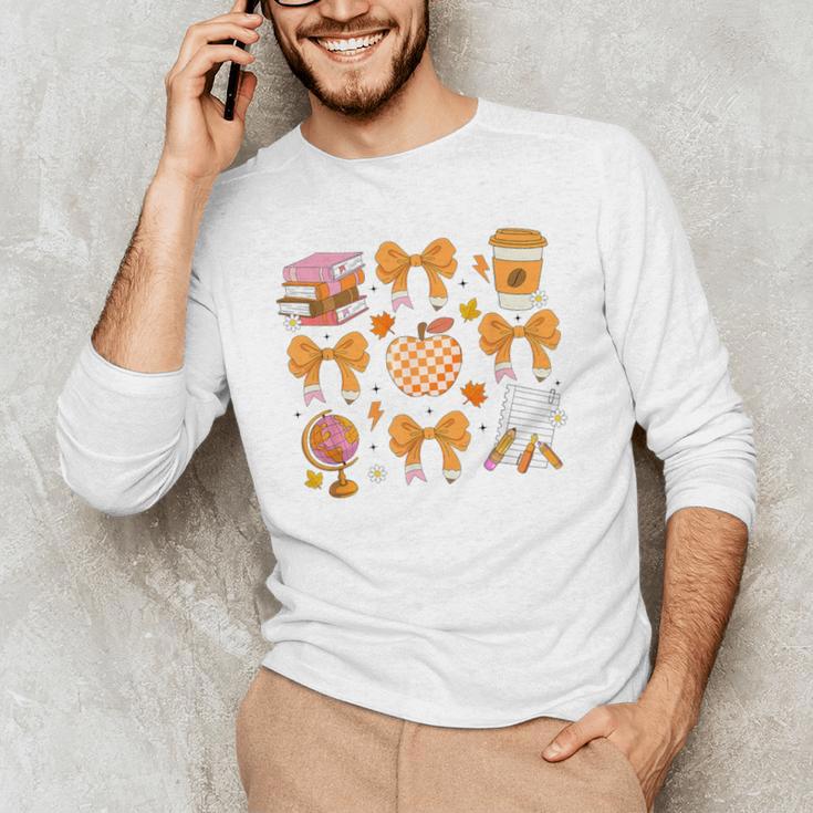 Coquette Bow Teacher Thanksgiving Fall Autumn Girls Women Men's Long Sleeve T-Shirt, novelty gifts, funny gifts Coquette Bow Teacher Thanksgiving Fall Autumn Girls Women Men's Long Sleeve T-Shirt, novelty gifts, funny gifts