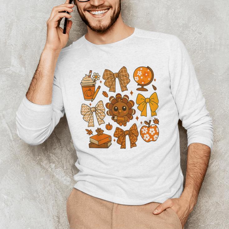 Coquette Teach Teacher Bows Thanksgiving Turkey Fall Autumn Men's Long Sleeve T-Shirt, novelty gifts, funny gifts Coquette Teach Teacher Bows Thanksgiving Turkey Fall Autumn Men's Long Sleeve T-Shirt, novelty gifts, funny gifts