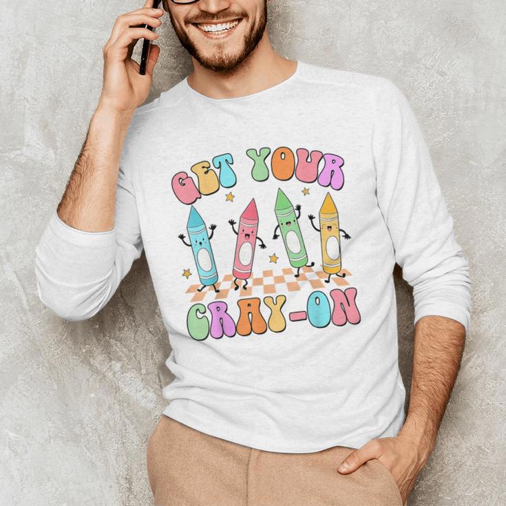 Get Your Cray-On Preschool Teacher Kindergarten Teacher Men's Long Sleeve T-Shirt, novelty gifts, funny gifts Get Your Cray-On Preschool Teacher Kindergarten Teacher Men's Long Sleeve T-Shirt, novelty gifts, funny gifts