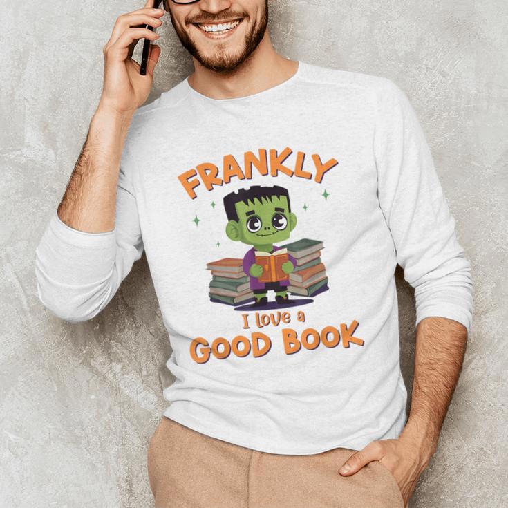 Cute Halloween Teacher Librarian Frankenstein Reading Books Men's Long Sleeve T-Shirt, novelty gifts, funny gifts Cute Halloween Teacher Librarian Frankenstein Reading Books Men's Long Sleeve T-Shirt, novelty gifts, funny gifts