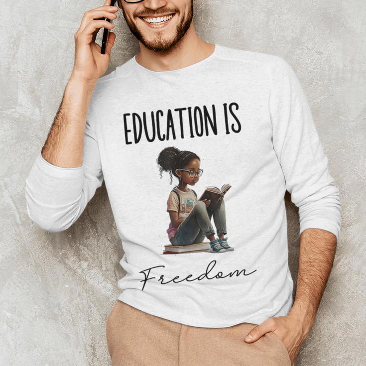 Education Is Freedom Teacher Books Black History Month Men's Long Sleeve T-Shirt, novelty gifts, funny gifts Education Is Freedom Teacher Books Black History Month Men's Long Sleeve T-Shirt, novelty gifts, funny gifts