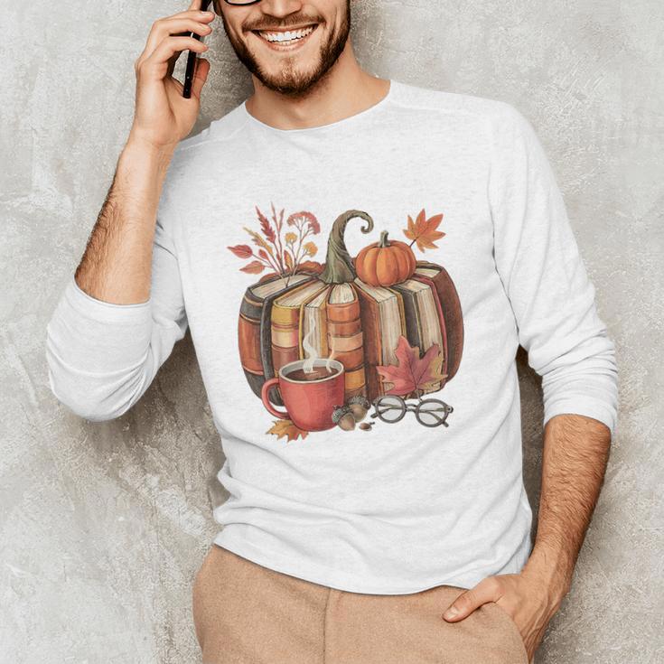 Fall Book Pumpkin Retro Reading Halloween Teacher Men's Long Sleeve T-Shirt, novelty gifts, funny gifts Fall Book Pumpkin Retro Reading Halloween Teacher Men's Long Sleeve T-Shirt, novelty gifts, funny gifts