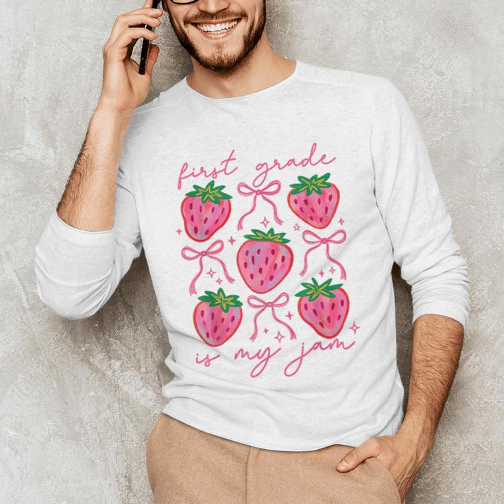 First Grade Is My Jam Strawberry First Grade Teacher Women Men's Long Sleeve T-Shirt, novelty gifts, funny gifts First Grade Is My Jam Strawberry First Grade Teacher Women Men's Long Sleeve T-Shirt, novelty gifts, funny gifts