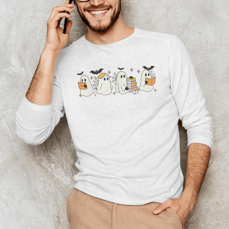 Ghosts Reading Books Library Halloween Teacher Men Women Kid Men's Long Sleeve T-Shirt, novelty gifts, funny gifts Ghosts Reading Books Library Halloween Teacher Men Women Kid Men's Long Sleeve T-Shirt, novelty gifts, funny gifts